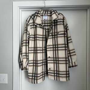 Old Navy Cream Plaid Button-Up Jacket